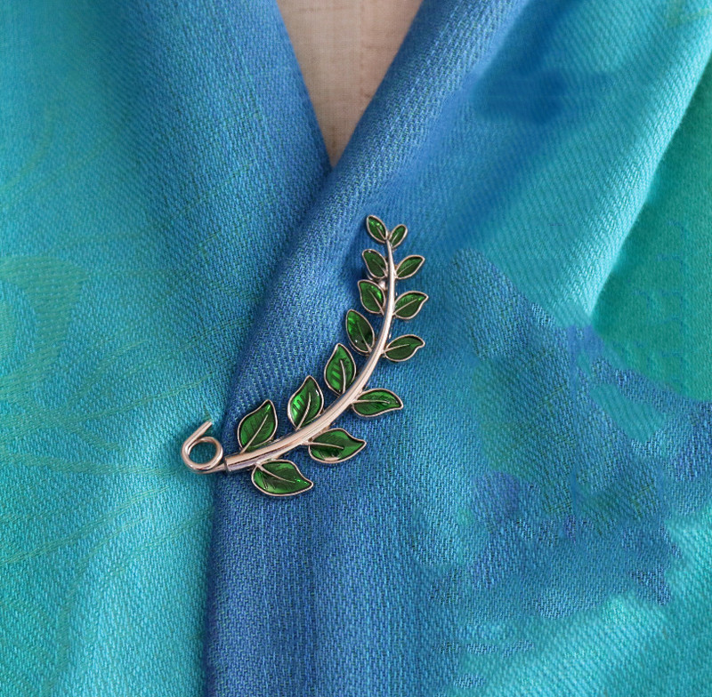 Moda frunze verzi broșe la modă pentru femeie emailat ace de rever pulover șal eșarfă cataramă cardigan haină rochie accesorii femei