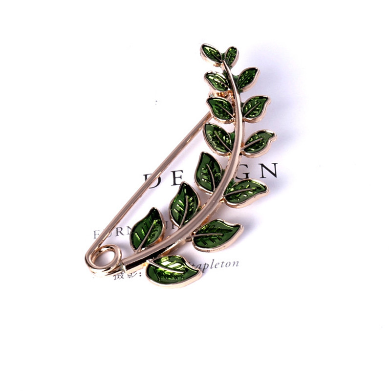 Moda frunze verzi broșe la modă pentru femeie emailat ace de rever pulover șal eșarfă cataramă cardigan haină rochie accesorii femei