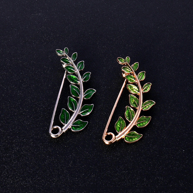 Moda frunze verzi broșe la modă pentru femeie emailat ace de rever pulover șal eșarfă cataramă cardigan haină rochie accesorii femei