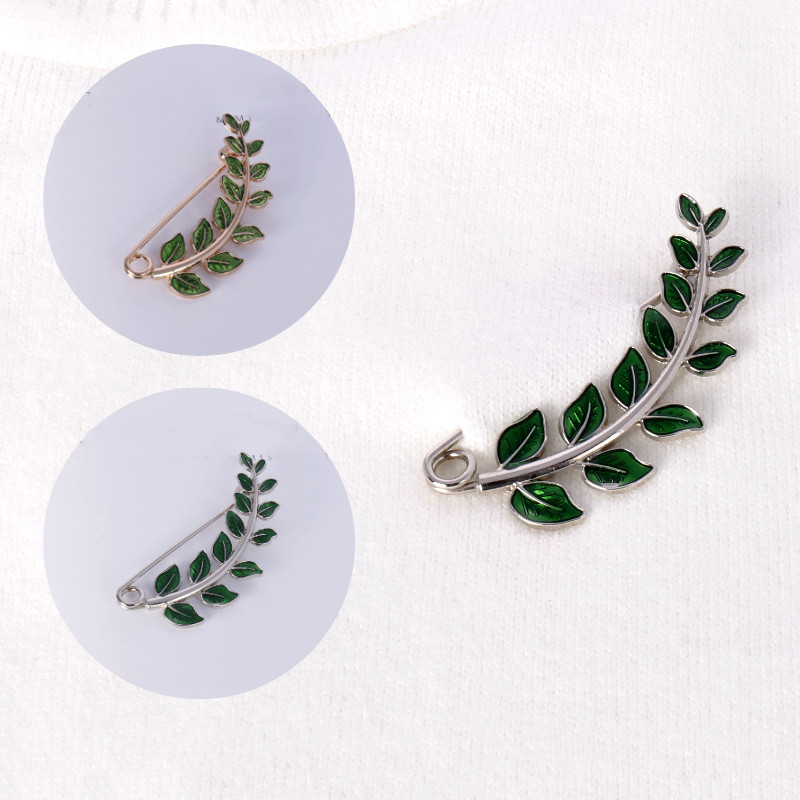 Moda frunze verzi broșe la modă pentru femeie emailat ace de rever pulover șal eșarfă cataramă cardigan haină rochie accesorii femei