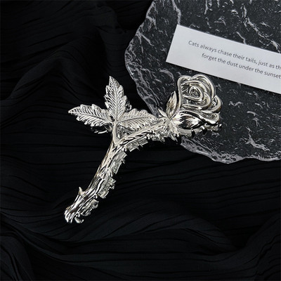 Κομψό γυναικείο μεταλλικό τριαντάφυλλο νύχι μαλλιών μόδας γεωμετρικός σφιγκτήρας μαλλιών χρυσός ασημί λαβή για κοριτσίστικα αξεσουάρ μαλλιών