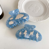 Ins Cartoon Clouds Lightning Blue Bride de păr Gheare de păr din acetat geometric drăguț pentru femei Accesorii de păr la modă