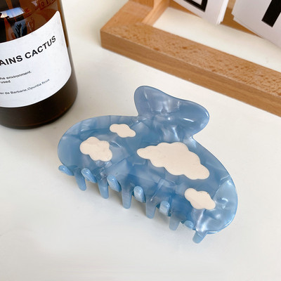 Ins Cartoon Clouds Lightning Blue Bride de păr Gheare de păr din acetat geometric drăguț pentru femei Accesorii de păr la modă