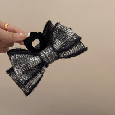 Noua moda Plaod Bow Gheare de par Iarna si toamna Clip eleganta de par crab Suport pentru coada de cal Gheare de par retro de marime pentru femei
