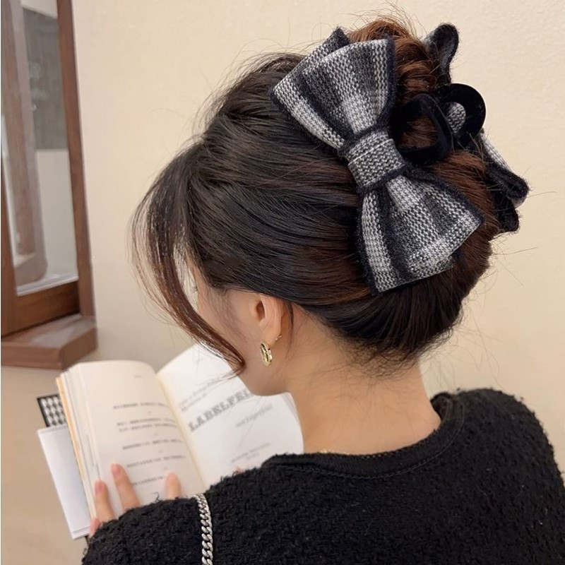 Noua moda Plaod Bow Gheare de par Iarna si toamna Clip eleganta de par crab Suport pentru coada de cal Gheare de par retro de marime pentru femei