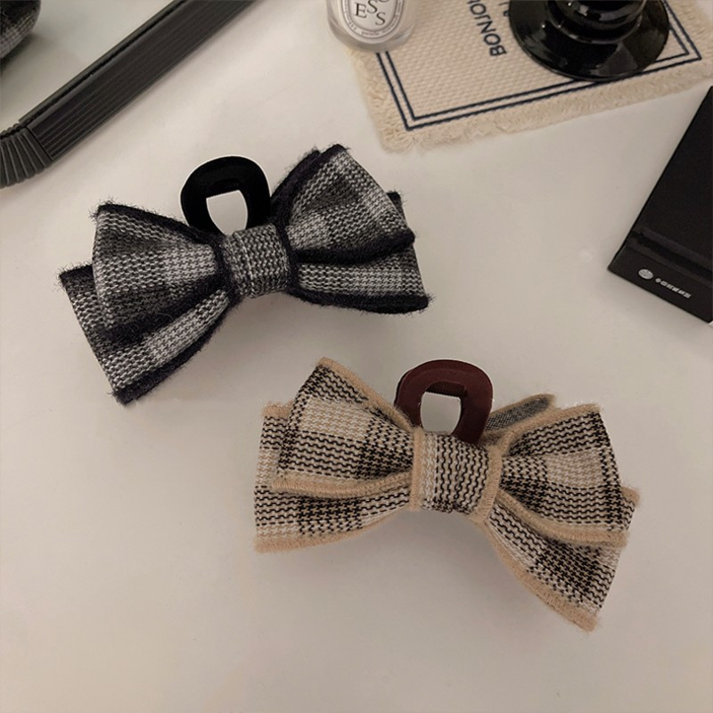 Noua moda Plaod Bow Gheare de par Iarna si toamna Clip eleganta de par crab Suport pentru coada de cal Gheare de par retro de marime pentru femei