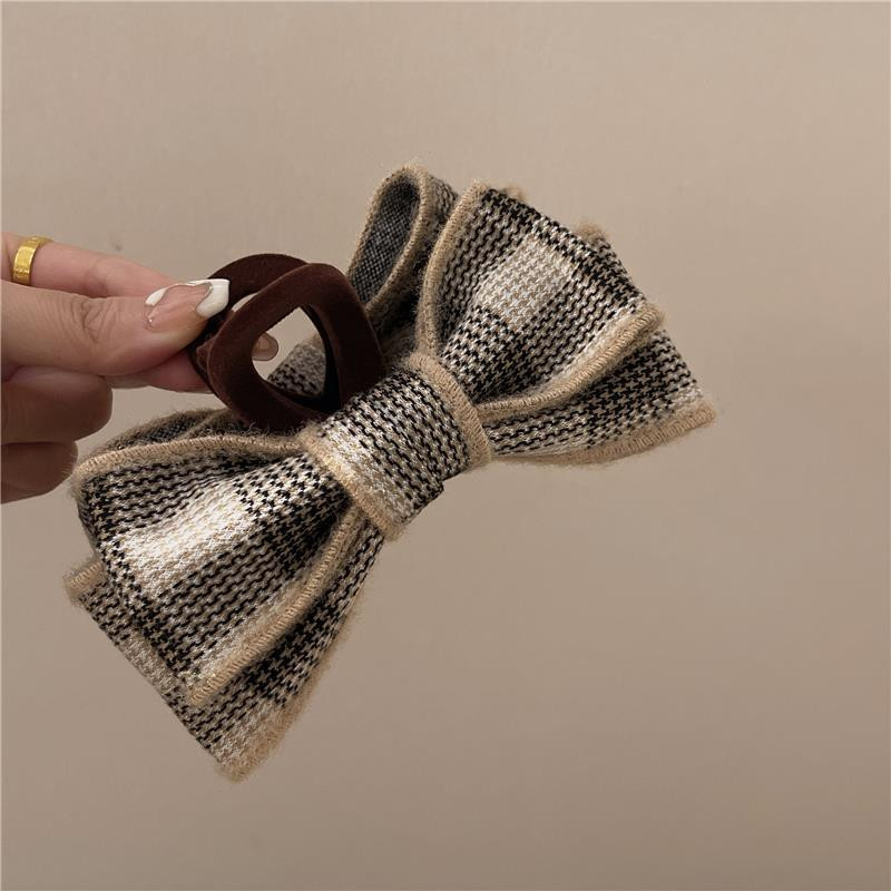 Noua moda Plaod Bow Gheare de par Iarna si toamna Clip eleganta de par crab Suport pentru coada de cal Gheare de par retro de marime pentru femei