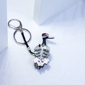 Νέο Χειροποίητο Αρκυλικό Μπρελόκ Γερανός με κόκκινο στέμμα Μπρελόκ από ανοξείδωτο ατσάλι Μπρελόκ για γυναίκες κορίτσια Δώρα Αξεσουάρ κοσμημάτων