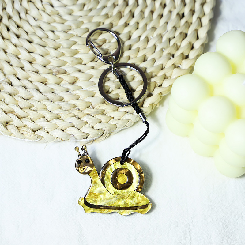 Нов ярък ключодържател с животни, ръчно изработени Arcylic, сладки охлюви, ключ за кола, дамска чанта, аксесоари, бижута, подаръци, търговия на едро