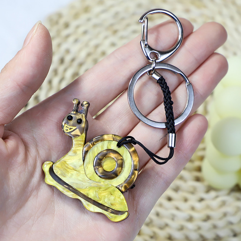 Нов ярък ключодържател с животни, ръчно изработени Arcylic, сладки охлюви, ключ за кола, дамска чанта, аксесоари, бижута, подаръци, търговия на едро