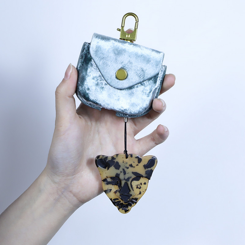 Breloc arcylic lucrat manual Animal leopard Breloc cheie din oțel inoxidabil pentru femei, fete, cadouri, accesorii de bijuterii