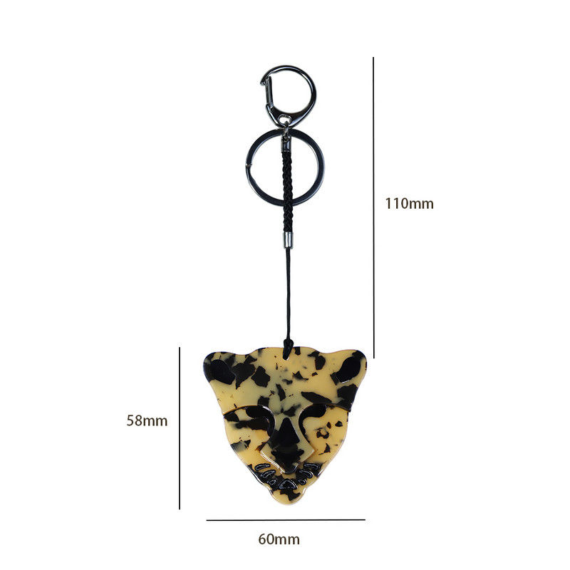 Breloc arcylic lucrat manual Animal leopard Breloc cheie din oțel inoxidabil pentru femei, fete, cadouri, accesorii de bijuterii