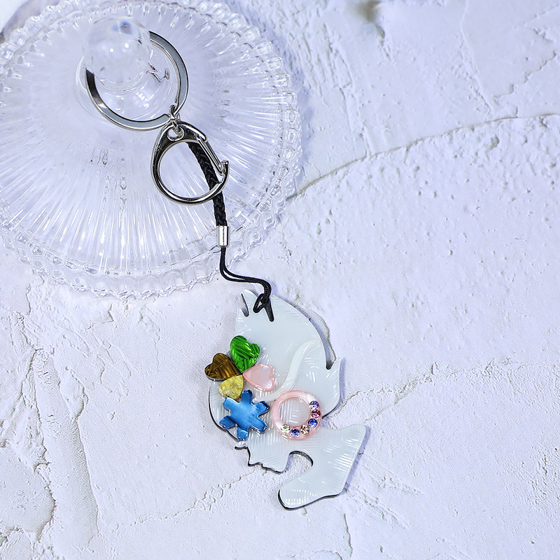 Breloc arcylic lucrat manual viu, avatar de femeie, breloc de chei din oțel inoxidabil, pentru femei, fete, cadouri, accesorii de bijuterii