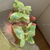 Acrilic fluture agrafă rechin pentru femei Accesorii de păr noi, verde, dublu strat, fluture, crab, clemă de păr, gheare de păr