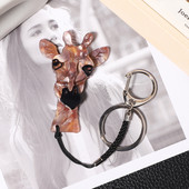 Drăguț acrilic girafă din oțel inoxidabil lanț cheie handmade corsaj animale accesorii bijuterii pentru femei cadouri fete bijuterii Acce