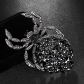 Broșă cu păianjen cu jet negru, bijuterii pentru bărbați, colar masculin, cele mai bune broșe de petrecere, bijuterie, nobile, strălucitoare, cu stras, broș mare, bijuterii fine