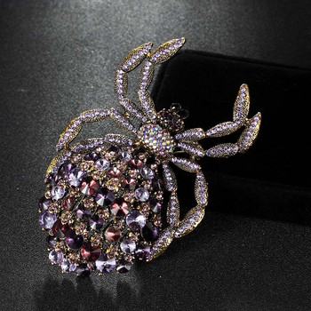 Black Jet Spider Brooch Men Jewelry colar Masculino Best Party Broches Bijuterias Noble Shiny Rhinestone Big Broch Fine Jewelry