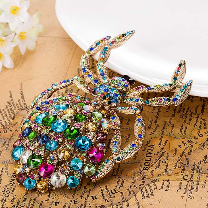 Broșă cu păianjen cu jet negru, bijuterii pentru bărbați, colar masculin, cele mai bune broșe de petrecere, bijuterie, nobile, strălucitoare, cu stras, broș mare, bijuterii fine