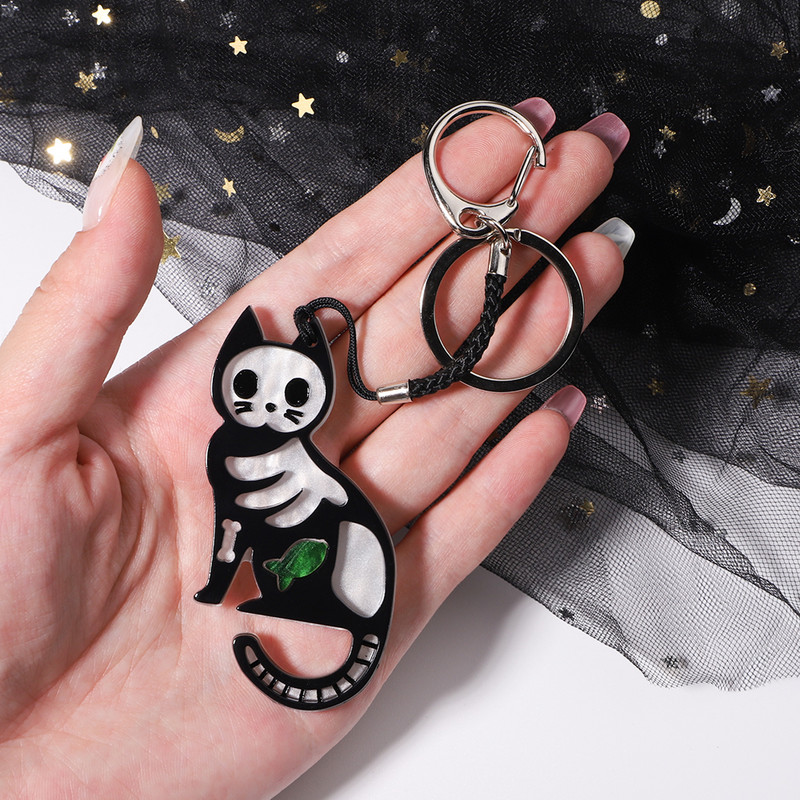 Drăguț acrilic de Ziua Toți Sfinților lanț chei pisică realizat manual corsaj de animale Accesorii pentru bijuterii pentru femei Cadouri pentru fete Bijuterii Acce