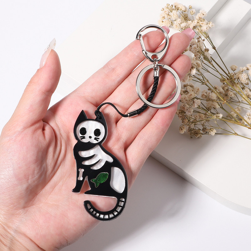 Drăguț acrilic de Ziua Toți Sfinților lanț chei pisică realizat manual corsaj de animale Accesorii pentru bijuterii pentru femei Cadouri pentru fete Bijuterii Acce