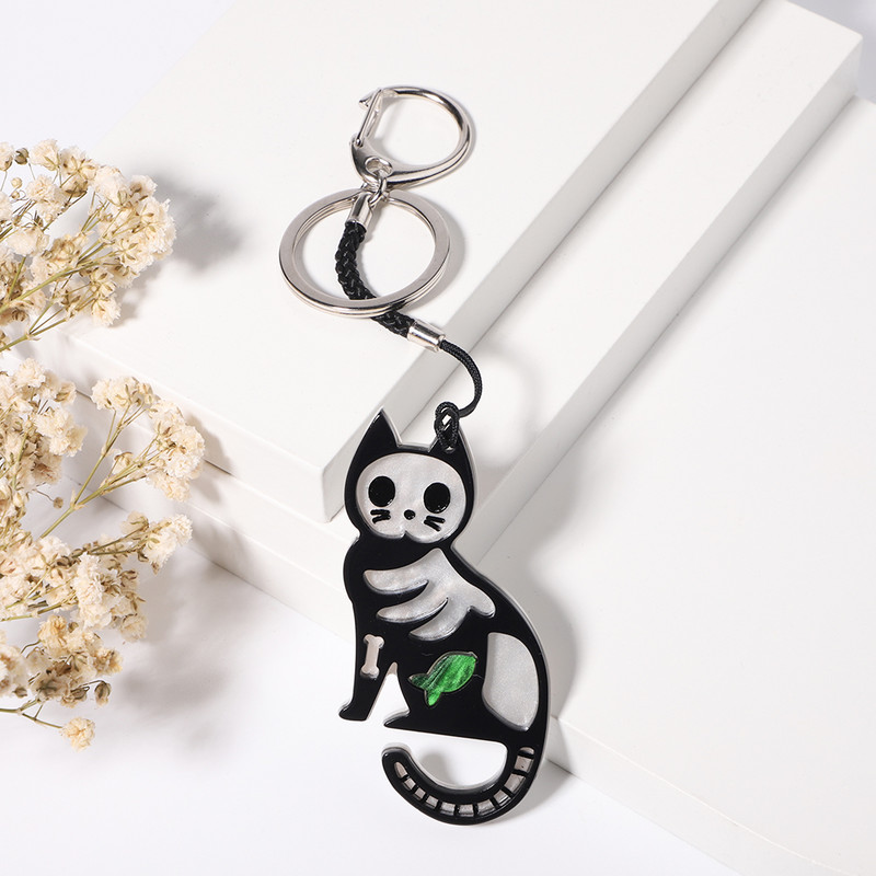 Drăguț acrilic de Ziua Toți Sfinților lanț chei pisică realizat manual corsaj de animale Accesorii pentru bijuterii pentru femei Cadouri pentru fete Bijuterii Acce