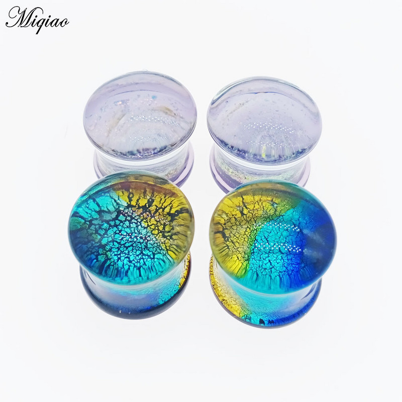 Miqiao 1 buc dopuri de urechi din sticlă și tuneluri Stretchers urechi calibre bijuterii piercing pentru corp pentru femei bărbați