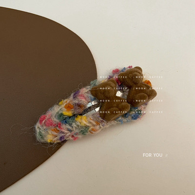 Moda de iarnă 2022 Cute Loves flocat urs balon câine BB Clip Duckbill Clip tricotat lână agrafe de păr pentru fete