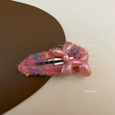 Moda de iarnă 2022 Cute Loves flocat urs balon câine BB Clip Duckbill Clip tricotat lână agrafe de păr pentru fete