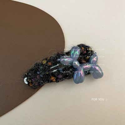 Moda de iarnă 2022 Cute Loves flocat urs balon câine BB Clip Duckbill Clip tricotat lână agrafe de păr pentru fete