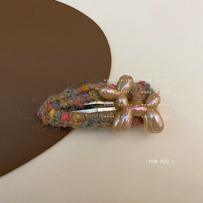 Moda de iarnă 2022 Cute Loves flocat urs balon câine BB Clip Duckbill Clip tricotat lână agrafe de păr pentru fete