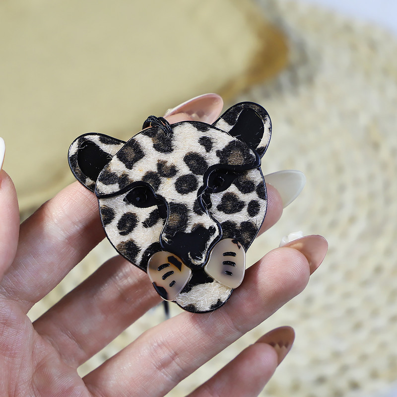 Kézzel készített arcil kulcstartó Vivid Animal Leopard rozsdamentes acél kulcstartó kulcstartó női lányoknak ajándék ékszertáska kiegészítők