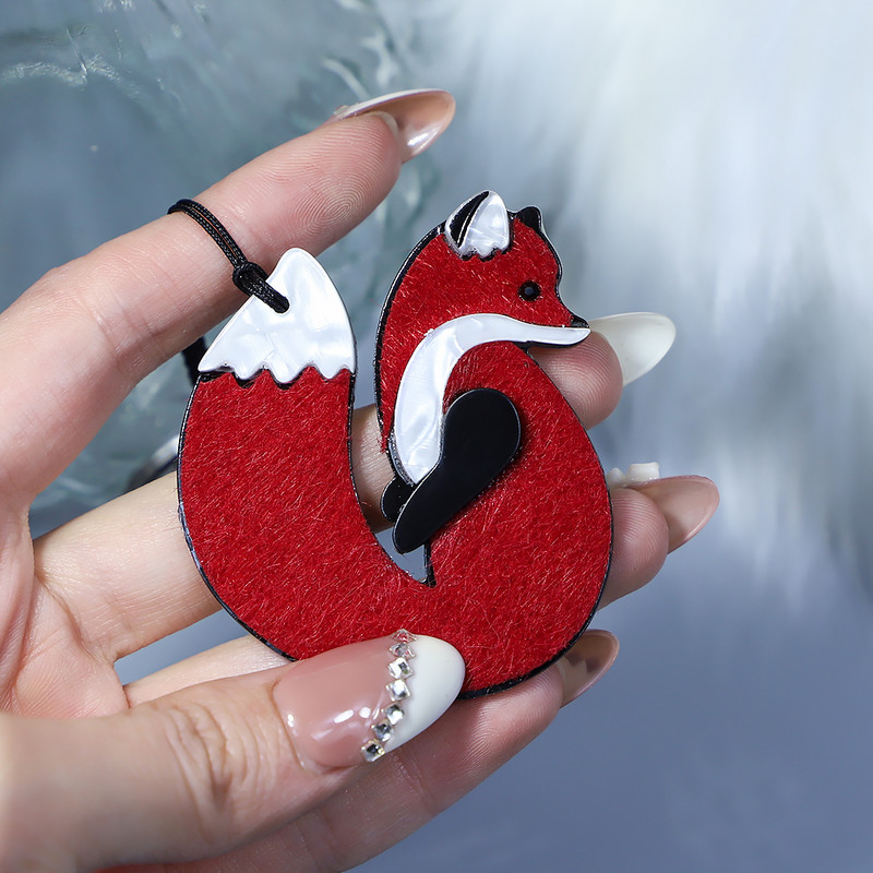 Lanț de chei din oțel inoxidabil, lucrat manual, arcylic, animal vulpe, breloc cheie pentru femei, fete, cadouri, accesorii de bijuterii