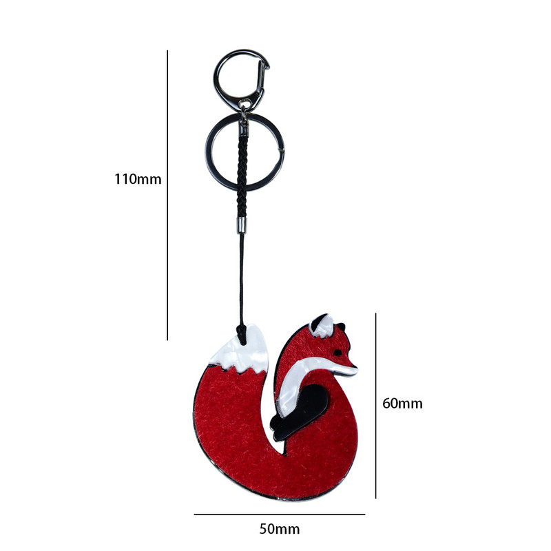 Lanț de chei din oțel inoxidabil, lucrat manual, arcylic, animal vulpe, breloc cheie pentru femei, fete, cadouri, accesorii de bijuterii