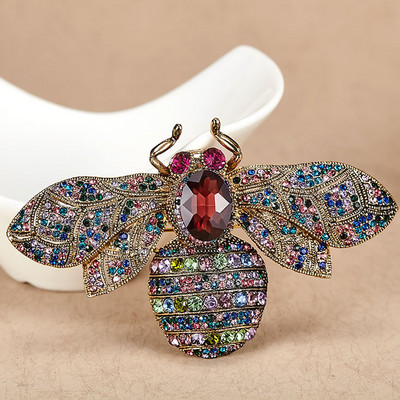 zlxgirl Broșe de albină de marime mari, bijuterii, broșe de epocă, pentru femei, pentru petrecere, aniversare, bijuterii, broșă cu strasuri, accesorii pentru hijab