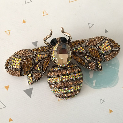 zlxgirl Broșe de albină de marime mari, bijuterii, broșe de epocă, pentru femei, pentru petrecere, aniversare, bijuterii, broșă cu strasuri, accesorii pentru hijab