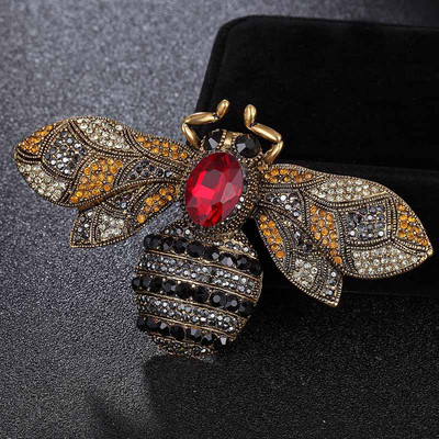 zlxgirl Broșe de albină de marime mari, bijuterii, broșe de epocă, pentru femei, pentru petrecere, aniversare, bijuterii, broșă cu strasuri, accesorii pentru hijab