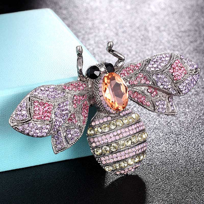zlxgirl Broșe de albină de marime mari, bijuterii, broșe de epocă, pentru femei, pentru petrecere, aniversare, bijuterii, broșă cu strasuri, accesorii pentru hijab