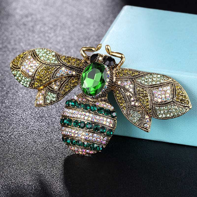 zlxgirl Broșe de albină de marime mari, bijuterii, broșe de epocă, pentru femei, pentru petrecere, aniversare, bijuterii, broșă cu strasuri, accesorii pentru hijab