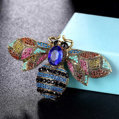 zlxgirl Broșe de albină de marime mari, bijuterii, broșe de epocă, pentru femei, pentru petrecere, aniversare, bijuterii, broșă cu strasuri, accesorii pentru hijab