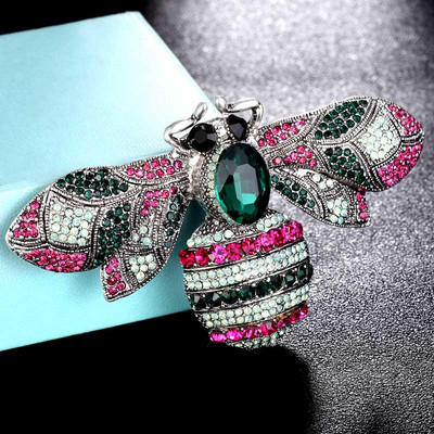 zlxgirl Broșe de albină de marime mari, bijuterii, broșe de epocă, pentru femei, pentru petrecere, aniversare, bijuterii, broșă cu strasuri, accesorii pentru hijab