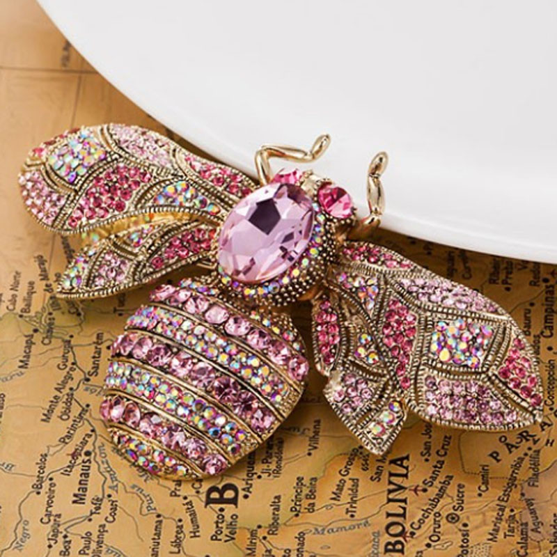 zlxgirl Broșe de albină de marime mari, bijuterii, broșe de epocă, pentru femei, pentru petrecere, aniversare, bijuterii, broșă cu strasuri, accesorii pentru hijab