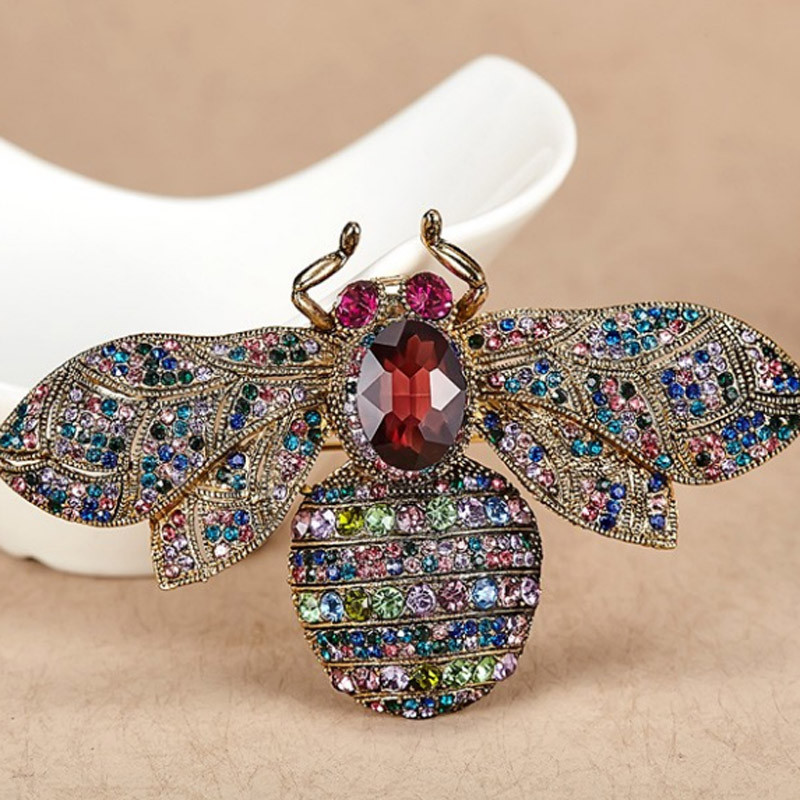 zlxgirl Broșe de albină de marime mari, bijuterii, broșe de epocă, pentru femei, pentru petrecere, aniversare, bijuterii, broșă cu strasuri, accesorii pentru hijab