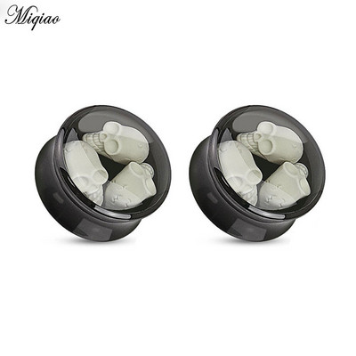 Miqiao akril 3d fehér koponya füldugó csavaros húsalagút fültágító 10-22mm piercing testékszer férfiaknak és nőknek