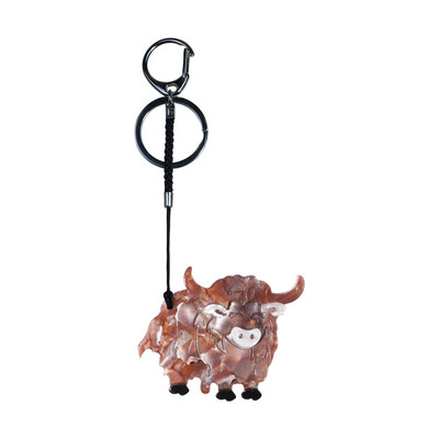 Drăguț acrilic iac vite lanț cheie din oțel inoxidabil accesorii de bijuterii pentru corsaj de animale realizat manual pentru femei, cadouri pentru fete, bijuterii