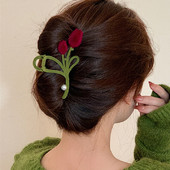 Iarna 2022 Noua moda de marime mari, flori de crab, cleme de par, catifea, lalele, gheare de par, accesorii de par pentru femei, ac de par, coafura