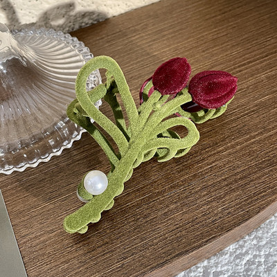 Iarna 2022 Noua moda de marime mari, flori de crab, cleme de par, catifea, lalele, gheare de par, accesorii de par pentru femei, ac de par, coafura