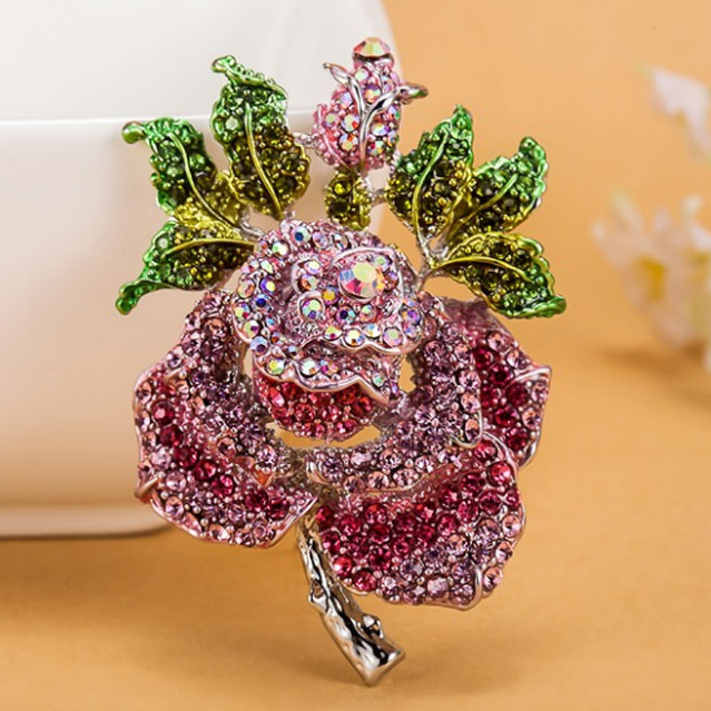Broșă cu flori de trandafir în patru culori Femei Cele mai bune accesorii de nuntă Broșă Esmalte Broșă Colares Violetta Violetta Broșă Broșă