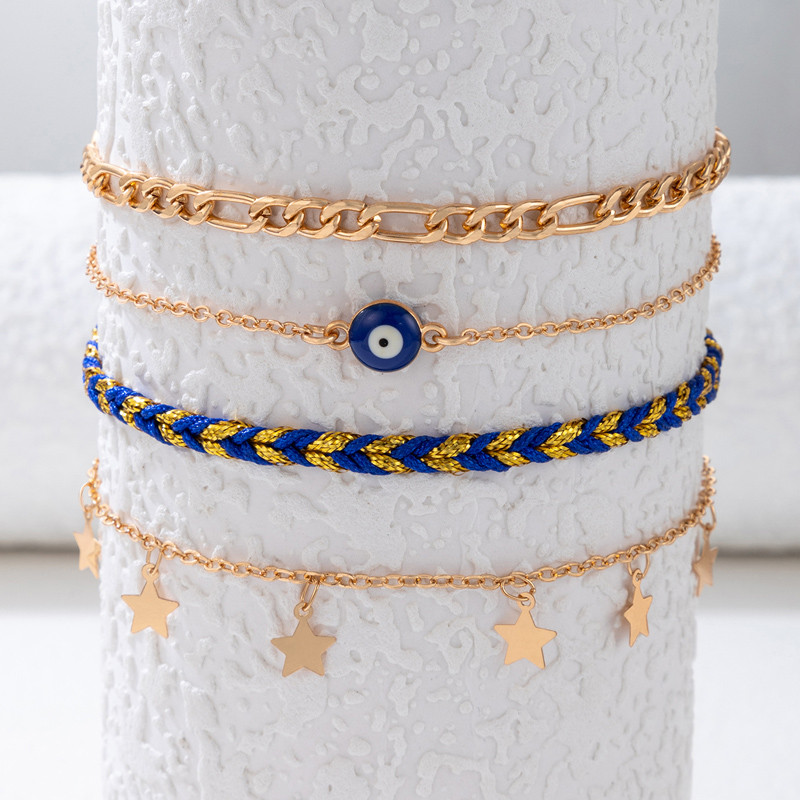 Tocona margele roșii elegante ciucuri cu stea 4 buc/set gleznă pentru femei picătură etnică ulei geometrie lanț din aliaj bijuterii accesorii 22981