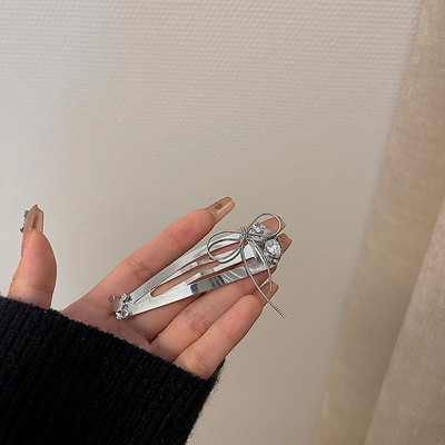 Moda coreeană Bowknot Love Heart Zircon Ins Sweet Agrafă cu un cuvânt Femei Minimalist Accesorii pentru păr Breton Clip