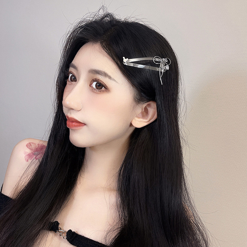 Moda coreeană Bowknot Love Heart Zircon Ins Sweet Agrafă cu un cuvânt Femei Minimalist Accesorii pentru păr Breton Clip